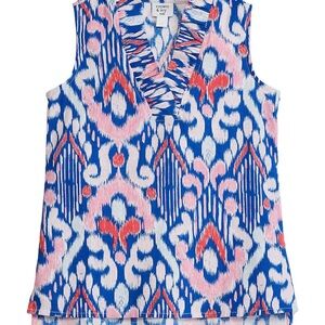 Crown & Ivy Vibrant Blue and Pink Sleeveless Blouse